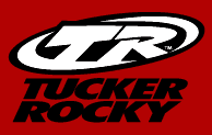 Logo with TR and Tucker Rocky text on a red background.